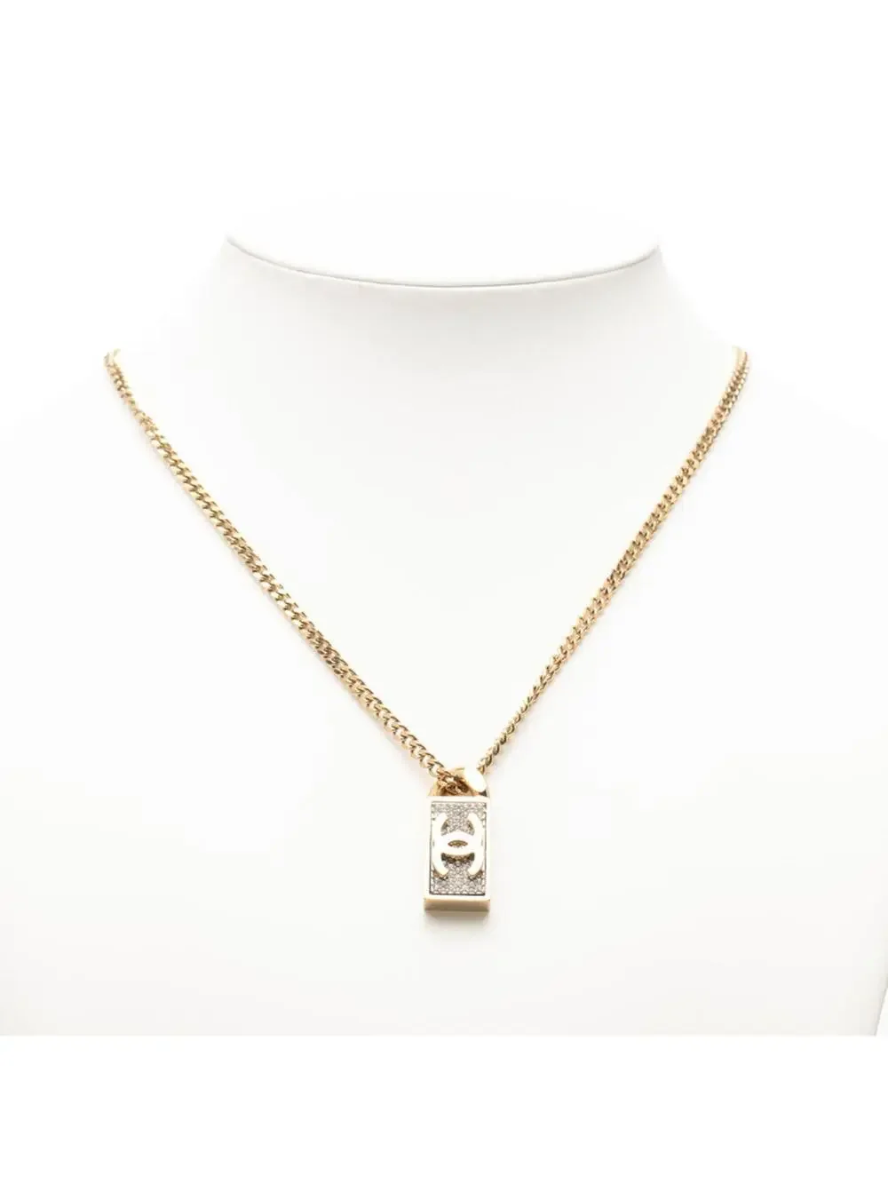 Chanel Cc Logo Pendant Necklace Gold- #276055C83B